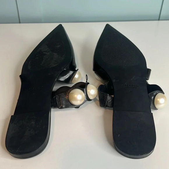Zara Basic Collection Black Leather Mules w/ Pearl Accent Straps. Size 39. NWOT. - Picture 13 of 15